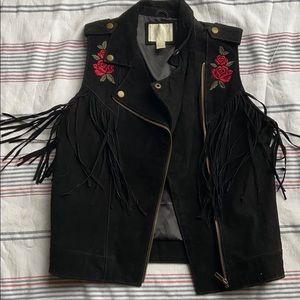 black leather vest